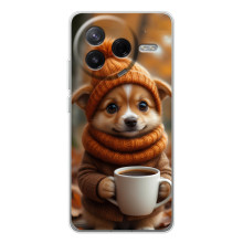 Печатный чехол «Зверята с кофе» для Xiaomi Redmi K80 Ultra – Песик с кофе