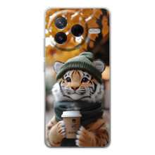 Печатный чехол «Зверята с кофе» для Xiaomi Redmi K80 Ultra – Тигр с кофе