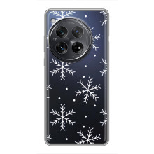 Зимні Чохли для xaomi редмі к80 - прозорий фон (Білі сніжинки)