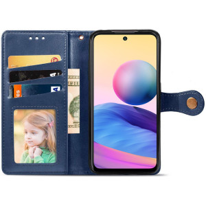 Шкіряний чохол-книжка GETMAN Gallant (PU) для Xiaomi Redmi Note 10 5G / Poco M3 Pro – Синій