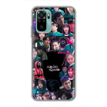 Чехол Гра в кальмара для Xiaomi Redmi Note 10 5G – Коллаж игры кальмара