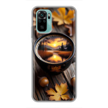 Чехол с уникальным дизайном «Осень с кофе» для Xiaomi Redmi Note 10 5G – Тёмный кофе
