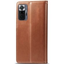 Кожаный чехол книжка GETMAN Gallant (PU) для Xiaomi Redmi Note 10 Pro / 10 Pro Max – Коричневый