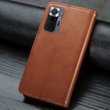 Кожаный чехол книжка GETMAN Gallant (PU) для Xiaomi Redmi Note 10 Pro / 10 Pro Max – Коричневый