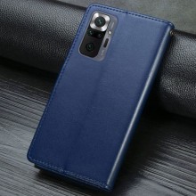 Кожаный чехол книжка GETMAN Gallant (PU) для Xiaomi Redmi Note 10 Pro / 10 Pro Max – Синий