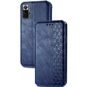 Кожаный чехол-книжка GETMAN Cubic (PU) для Xiaomi Redmi Note 10 Pro / 10 Pro Max – Синий