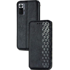Кожаный чехол-книжка GETMAN Cubic (PU) для Xiaomi Redmi Note 10 Pro / 10 Pro Max – Черный