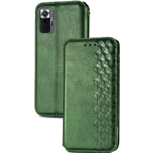 Шкіряний чохол-книжка GETMAN Cubic (PU) для Xiaomi Redmi Note 10 Pro / 10 Pro Max – Зелений