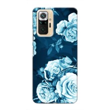 Чехлы (ART) Цветы на Xiaomi Redmi Note 10 Pro (VPrint) (Голубые Бутоны)