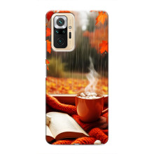 Чехол с уникальным дизайном «Осень с кофе» для Xiaomi Redmi Note 10 Pro – Кофе и дождь