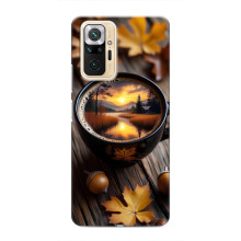 Чехол с уникальным дизайном «Осень с кофе» для Xiaomi Redmi Note 10 Pro – Тёмный кофе