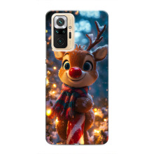 Яркий чехол для Xiaomi Redmi Note 10 Pro с Зимними Оленятами – Олень в шарфе