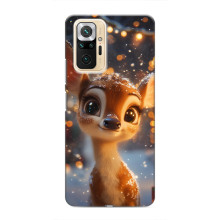 Яркий чехол для Xiaomi Redmi Note 10 Pro с Зимними Оленятами – Оленёнок среди гирлянд