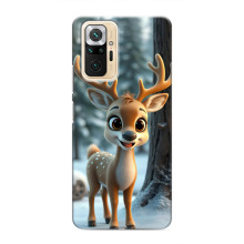 Яркий чехол для Xiaomi Redmi Note 10 Pro с Зимними Оленятами – Оленёнок в лесу