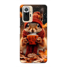 Печатный чехол «Зверята с кофе» для Xiaomi Redmi Note 10 Pro – Белка с кофе