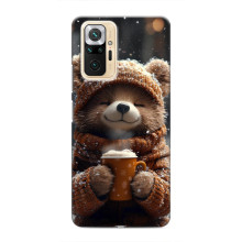 Печатный чехол «Зверята с кофе» для Xiaomi Redmi Note 10 Pro – Мишка с кофе