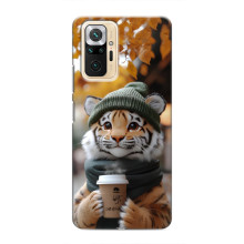 Печатный чехол «Зверята с кофе» для Xiaomi Redmi Note 10 Pro – Тигр с кофе
