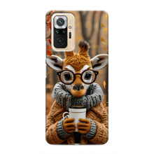 Печатный чехол «Зверята с кофе» для Xiaomi Redmi Note 10 Pro – Жираф с кофе