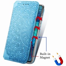 Кожаный чехол книжка GETMAN Mandala (PU) для Xiaomi Redmi Note 10 / Note 10s – Синий