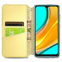 Кожаный чехол книжка GETMAN Mandala (PU) для Xiaomi Redmi Note 10 / Note 10s – Желтый