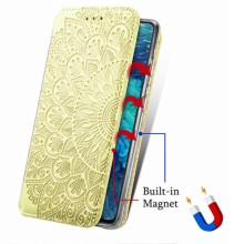 Кожаный чехол книжка GETMAN Mandala (PU) для Xiaomi Redmi Note 10 / Note 10s – Желтый