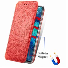 Кожаный чехол книжка GETMAN Mandala (PU) для Xiaomi Redmi Note 10 / Note 10s – Красный