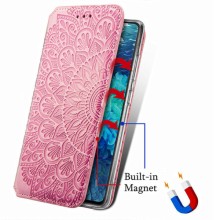 Кожаный чехол книжка GETMAN Mandala (PU) для Xiaomi Redmi Note 10 / Note 10s – Розовый