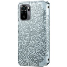 Кожаный чехол книжка GETMAN Mandala (PU) для Xiaomi Redmi Note 10 / Note 10s – Серый