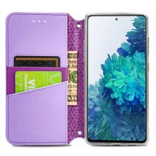 Кожаный чехол книжка GETMAN Mandala (PU) для Xiaomi Redmi Note 10 / Note 10s – Фиолетовый