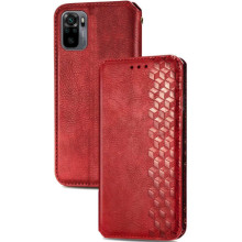 Кожаный чехол-книжка GETMAN Cubic (PU) для Xiaomi Redmi Note 10 / Note 10s – Красный