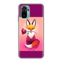 Чехлы с картинкой Лисички для Xiaomi Redmi Note 10 (VPrint) (Лисичка с розочкой)