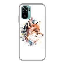 Чехлы с картинкой Лисички для Xiaomi Redmi Note 10 (VPrint) (Лисичка в цветочках)