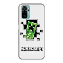 Чехол Майнкрафт на Xiaomi Redmi Note 10 (AlphaPrint) Minecraft (крипер Майнкрафт)