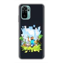 Чехол Майнкрафт на Xiaomi Redmi Note 10 (AlphaPrint) Minecraft (персонажи Minecraft)