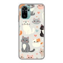 Чехол с рисунком кот на Xiaomi Redmi Note 10 (Коллаж котов)