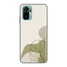 Силконовий чохол з принтом в квітах на Xiaomi Redmi Note 10 (Монстера зелена)