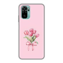 Чехол с розовым рисунком для Xiaomi Redmi Note 10 (Букет цветов)