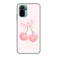 Чехол с розовым рисунком для Xiaomi Redmi Note 10 (Розовые вишни)
