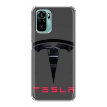 Силіконовий бампер з картинкою машини на Xiaomi Redmi Note 10 – Logo TESLA