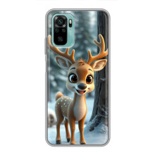 Яркий чехол для Xiaomi Redmi Note 10 с Зимними Оленятами – Оленёнок в лесу