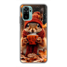 Друкований чохол 'Звірята з кавою' для Xiaomi Redmi Note 10 – Білка з кавою