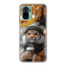 Друкований чохол 'Звірята з кавою' для Xiaomi Redmi Note 10 – Тигр з кавою