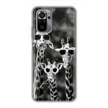 Силиконовый чехол с КАРТИНКАМИ лето для Xiaomi Redmi Note 10S (AlphaPrint) (Жирафы в очках)