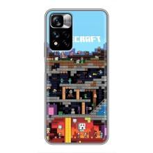 Чехол Майнкрафт на Xiaomi Redmi Note 11 Pro Plus (AlphaPrint) Minecraft (фон Minecraft)