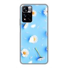 Чехол с Цветами для Xiaomi Redmi Note 11 Pro Plus (ромашки на голубом)