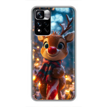 Яркий чехол для Xiaomi Redmi Note 11 Pro Plus с Зимними Оленятами – Олень в шарфе