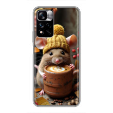 Друкований чохол 'Звірята з кавою' для Xiaomi Redmi Note 11 Pro Plus – Мишка з кавою