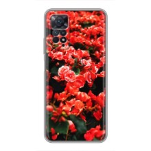 Чехлы с Цветами для Xiaomi Redmi Note 11 Pro (VPrint) (Цветы красные)