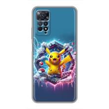 Чехол с Пикачу на Xiaomi Redmi Note 11 Pro (Лого Пикачу)