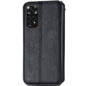 Кожаный чехол-книжка GETMAN Cubic (PU) для Xiaomi Redmi Note 11 (Global) / Note 11S – Черный